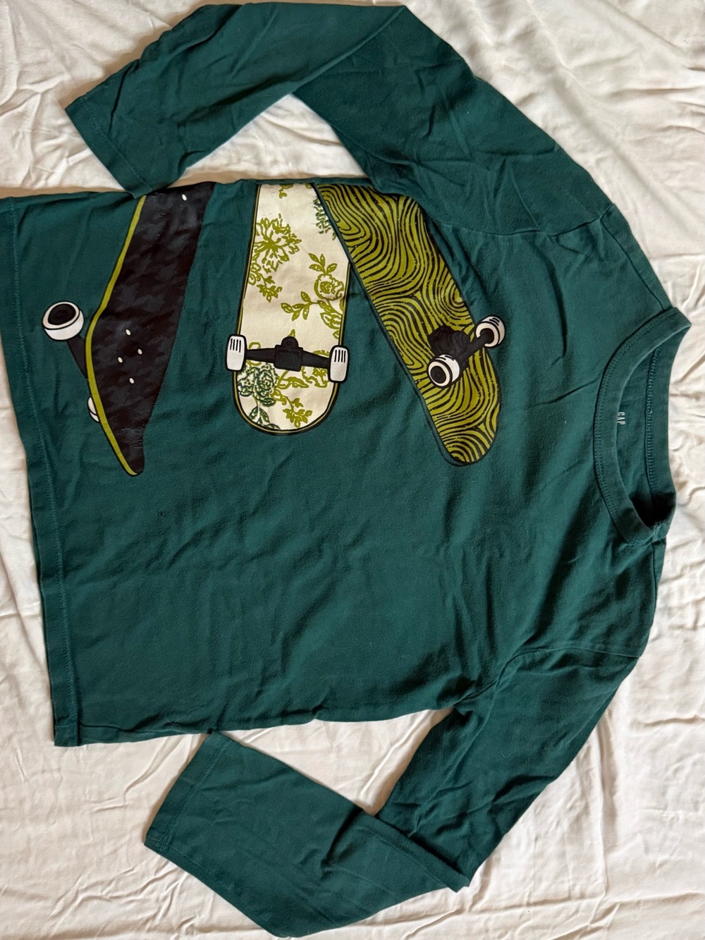Gap Everyday Graphic T Long Sleeve Green Boys Medium (8)